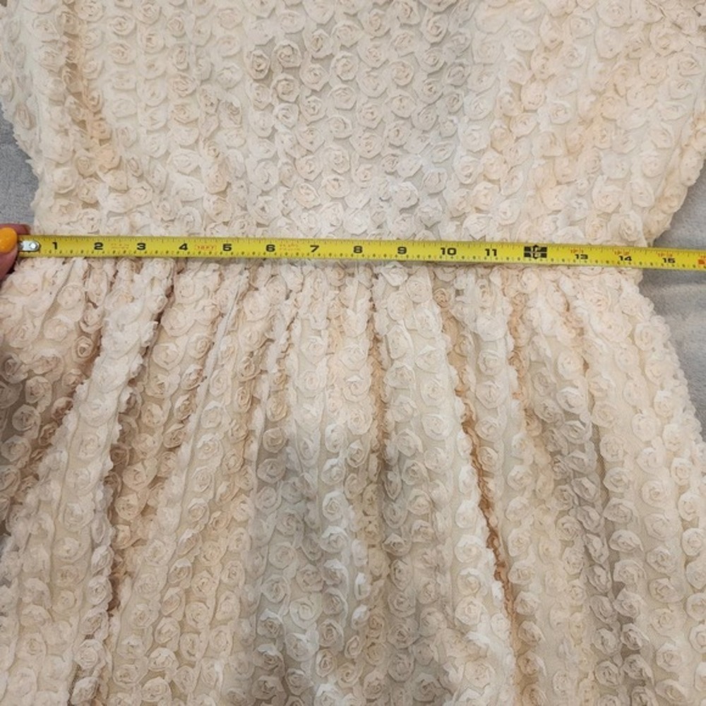 La'Ven Endless Roses Ivory Tiered Midi Puff Sleeve Dress Size M - Picture 7 of 8